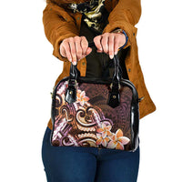 Polynesian Art Tattoo Shoulder Handbag Plumeria Flowers Peach Gradient