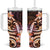 Polynesian Art Tattoo Tumbler With Handle Plumeria Flowers Peach Gradient