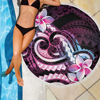 Polynesian Art Tattoo Beach Blanket Plumeria Flowers Pink Gradient