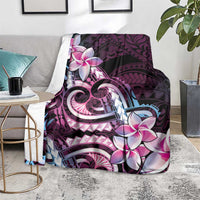 Polynesian Art Tattoo Blanket Plumeria Flowers Pink Gradient