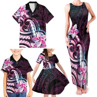 Polynesian Art Tattoo Family Matching Tank Maxi Dress and Hawaiian Shirt Plumeria Flowers Pink Gradient LT05 - Polynesian Pride