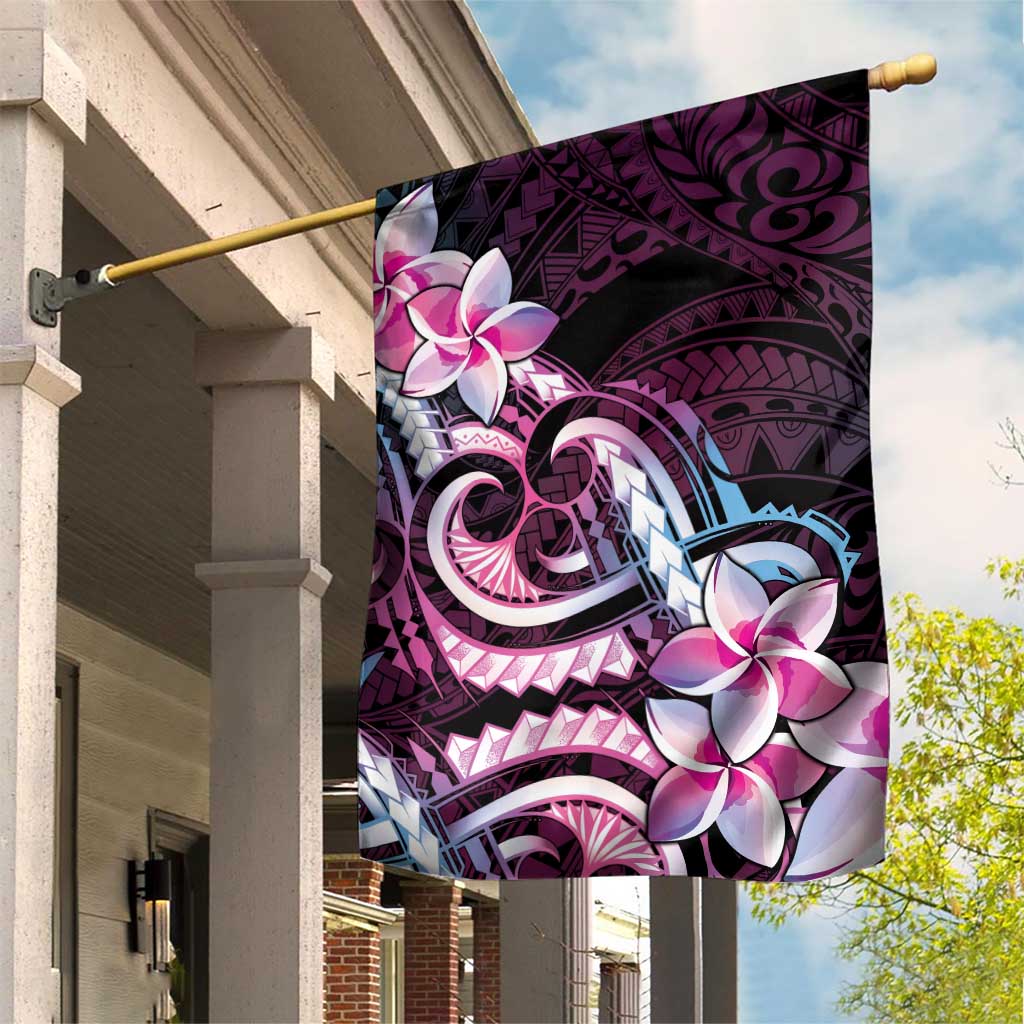 Polynesian Art Tattoo Garden Flag Plumeria Flowers Pink Gradient