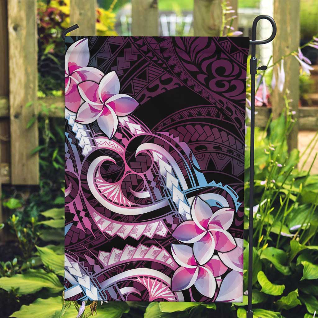 Polynesian Art Tattoo Garden Flag Plumeria Flowers Pink Gradient