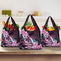 Polynesian Art Tattoo Grocery Bag Plumeria Flowers Pink Gradient LT05 3-pack One Size Pink - Polynesian Pride