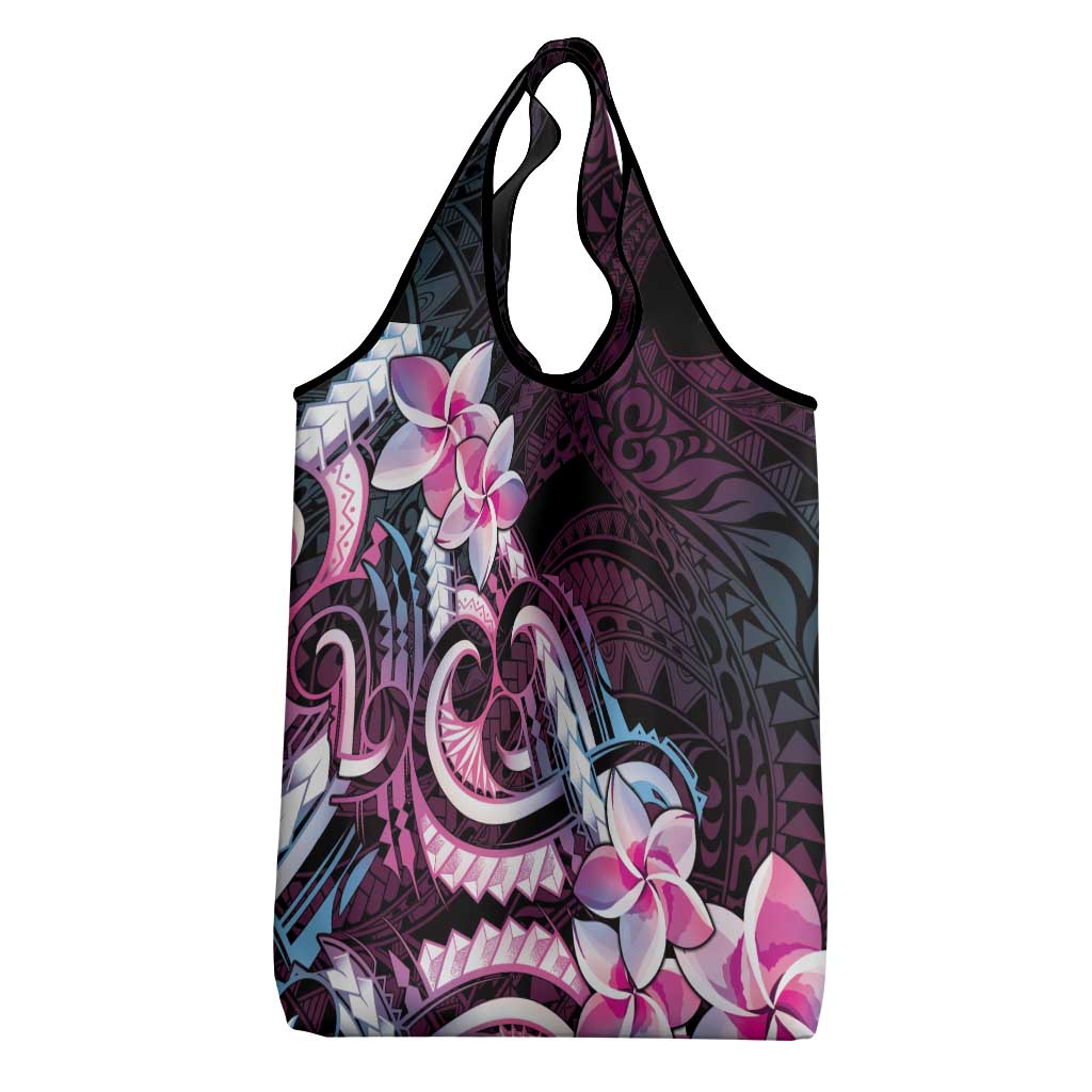 Polynesian Art Tattoo Grocery Bag Plumeria Flowers Pink Gradient LT05 - Polynesian Pride