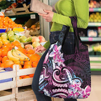 Polynesian Art Tattoo Grocery Bag Plumeria Flowers Pink Gradient LT05 - Polynesian Pride