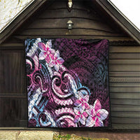 Polynesian Art Tattoo Quilt Plumeria Flowers Pink Gradient