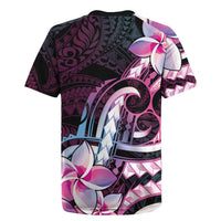 Polynesian Art Tattoo Rugby Jersey Plumeria Flowers Pink Gradient