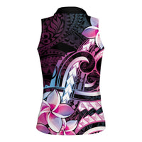 Polynesian Art Tattoo Women Sleeveless Polo Shirt Plumeria Flowers Pink Gradient LT05 - Polynesian Pride