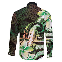 Polynesian Art Tattoo Family Matching Tank Maxi Dress and Hawaiian Shirt Plumeria Flowers Green Gradient LT05 - Polynesian Pride