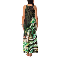 Polynesian Art Tattoo Family Matching Tank Maxi Dress and Hawaiian Shirt Plumeria Flowers Green Gradient LT05 - Polynesian Pride