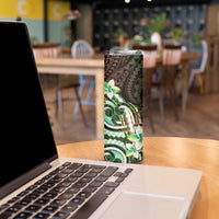 Polynesian Art Tattoo Skinny Tumbler Plumeria Flowers Green Gradient LT05 - Polynesian Pride