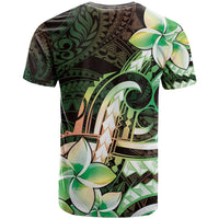 Polynesian Art Tattoo T Shirt Plumeria Flowers Green Gradient LT05 - Polynesian Pride