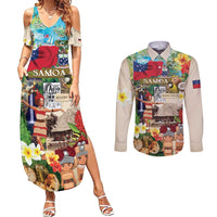 Samoa Culture Couples Matching Summer Maxi Dress and Long Sleeve Button Shirt Embracing The Spirit