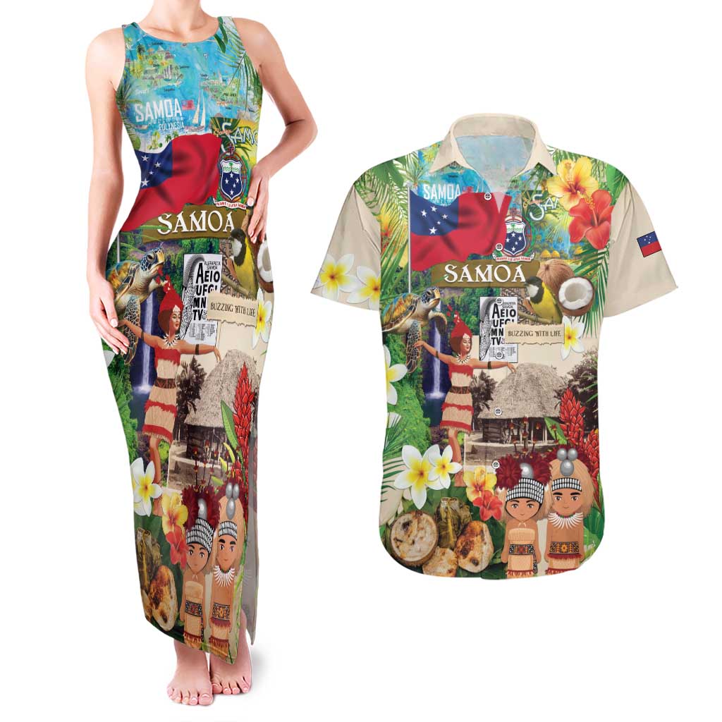 Samoa Culture Couples Matching Tank Maxi Dress and Hawaiian Shirt Embracing The Spirit