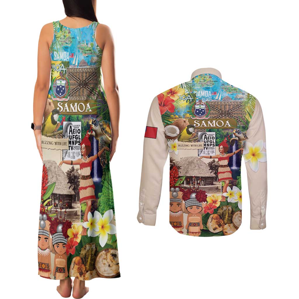 Samoa Culture Couples Matching Tank Maxi Dress and Long Sleeve Button Shirt Embracing The Spirit