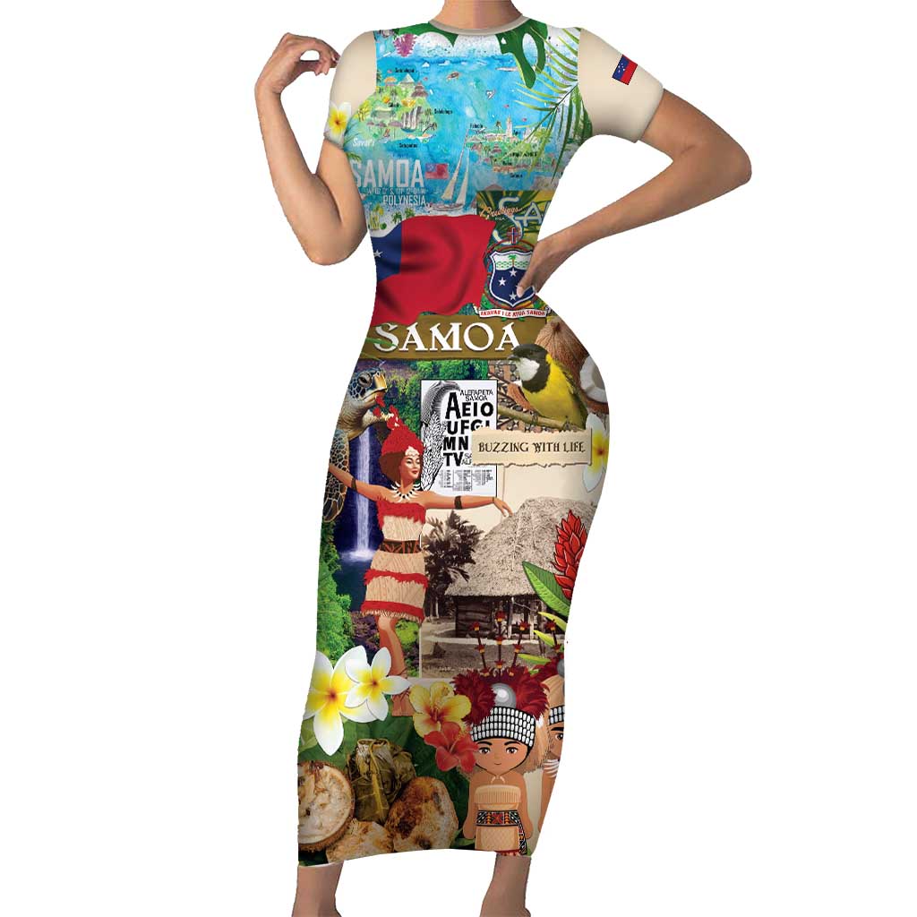 Samoa Culture Family Matching Short Sleeve Bodycon Dress and Hawaiian Shirt Embracing The Spirit