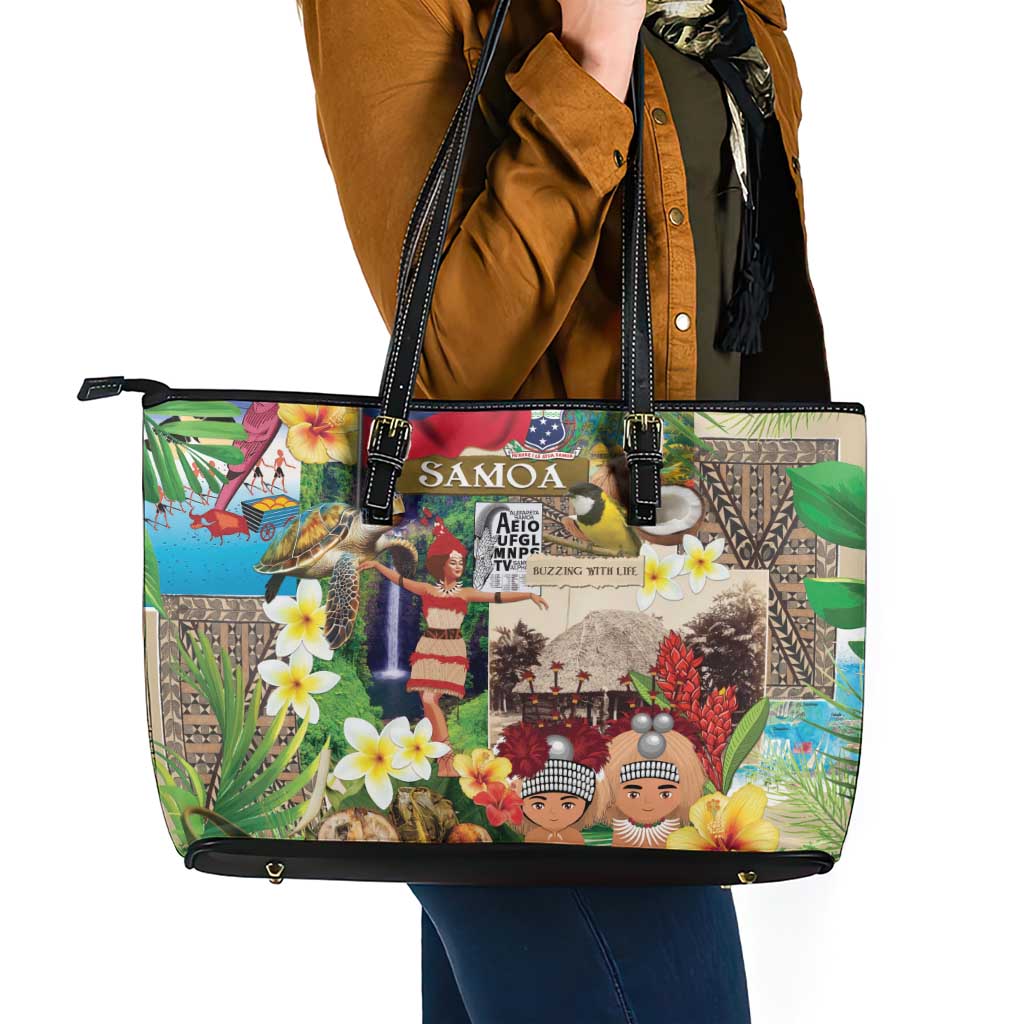 Samoa Culture Leather Tote Bag Embracing The Spirit