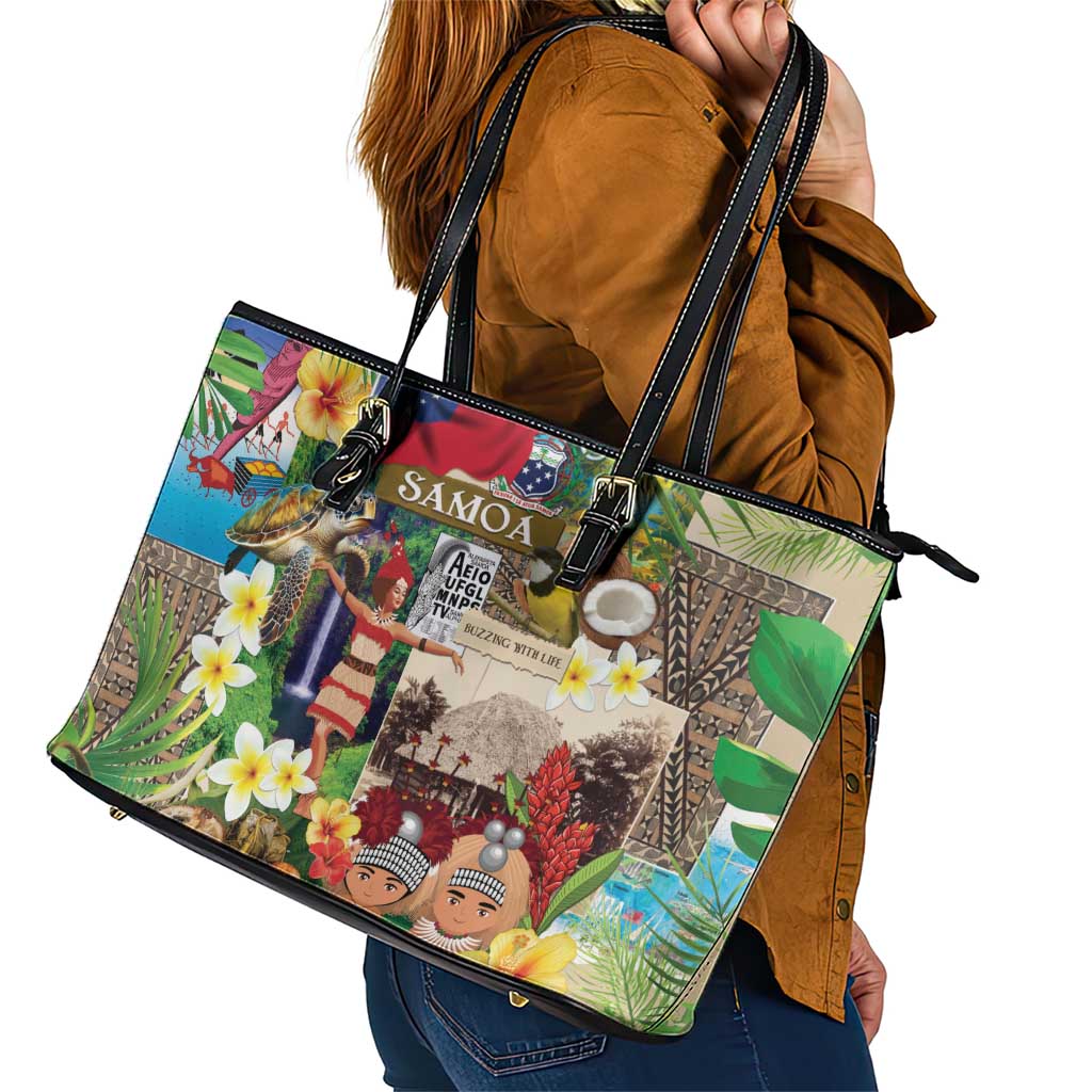 Samoa Culture Leather Tote Bag Embracing The Spirit