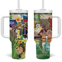 Samoa Culture Tumbler With Handle Embracing The Spirit LT05 One Size: 40 oz Beige - Polynesian Pride