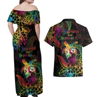 Hawaii Pride Couples Matching Off Shoulder Maxi Dress and Hawaiian Shirt Aloha Is Aloha