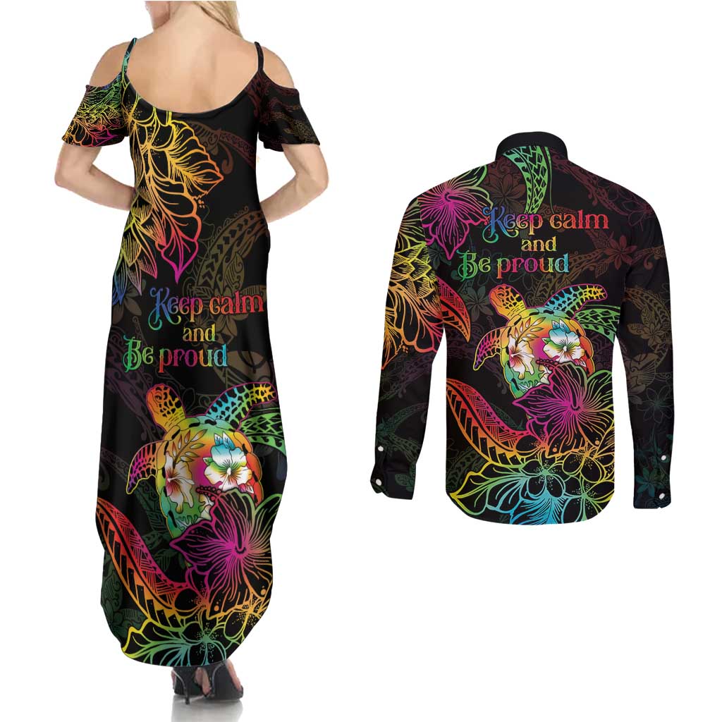 Hawaii Pride Couples Matching Summer Maxi Dress and Long Sleeve Button Shirt Aloha Is Aloha