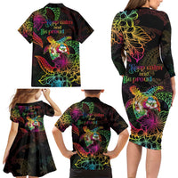 Hawaii Pride Family Matching Long Sleeve Bodycon Dress and Hawaiian Shirt Aloha Is Aloha