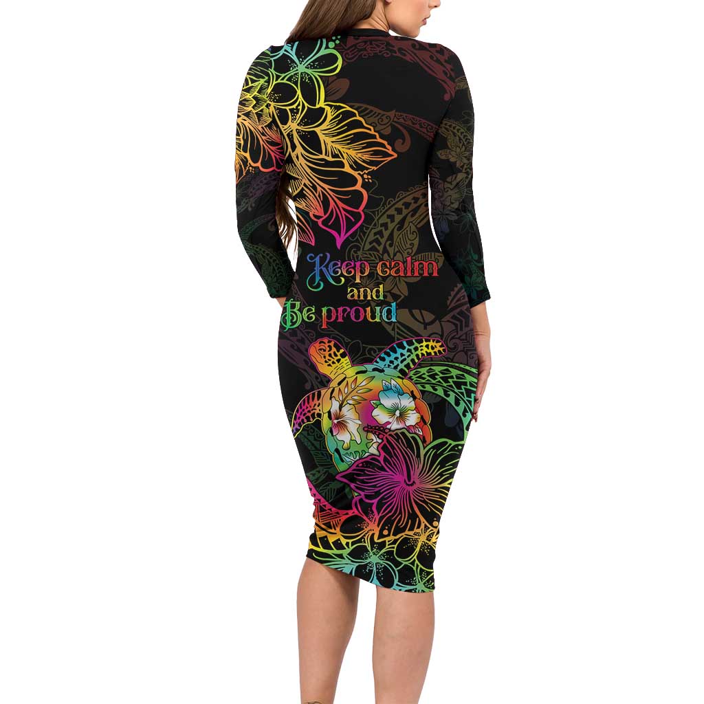Hawaii Pride Family Matching Long Sleeve Bodycon Dress and Hawaiian Shirt Aloha Is Aloha