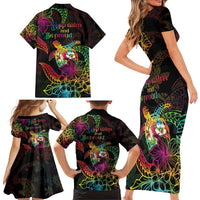 Hawaii Pride Family Matching Short Sleeve Bodycon Dress and Hawaiian Shirt Aloha Is Aloha