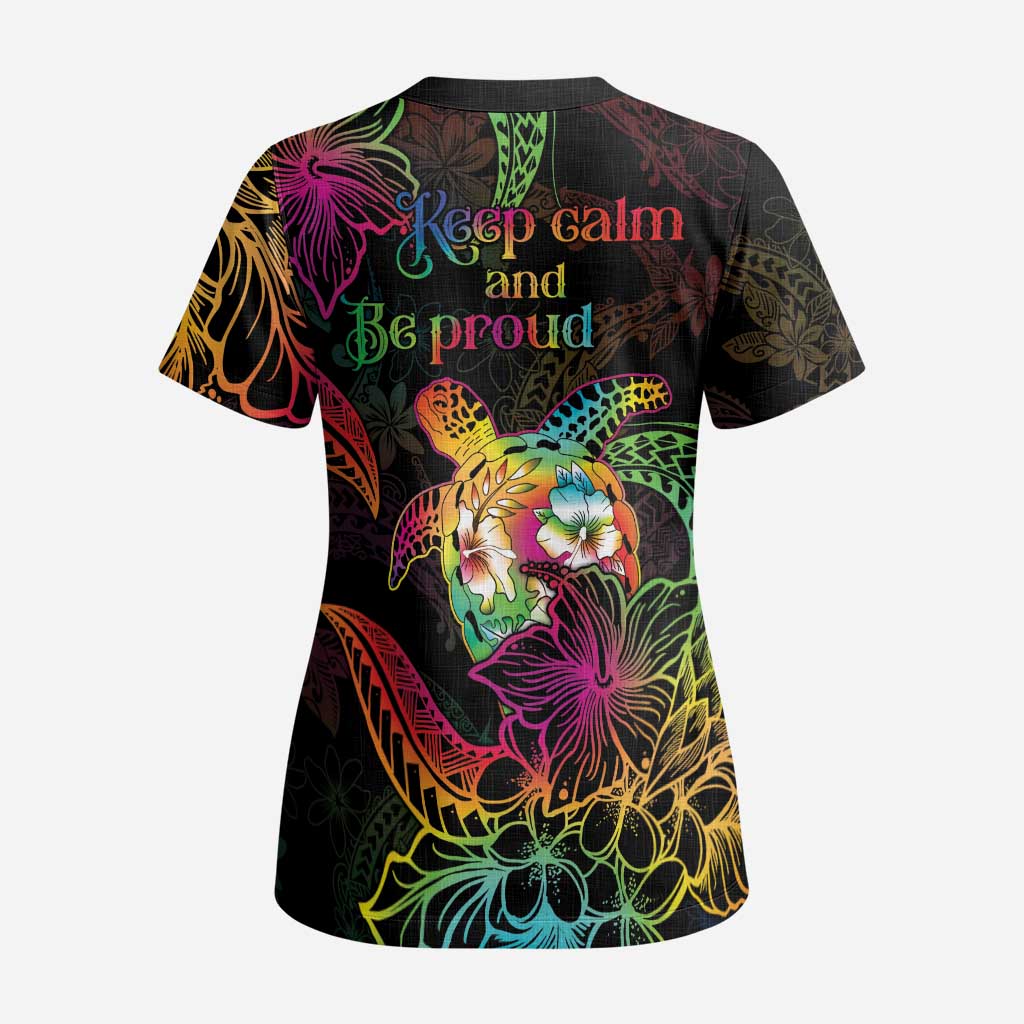 Hawaii Pride Scrub Top Aloha Is Aloha - Polynesian Pride