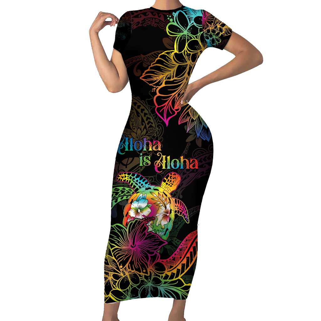Hawaii Pride Short Sleeve Bodycon Dress Aloha Is Aloha