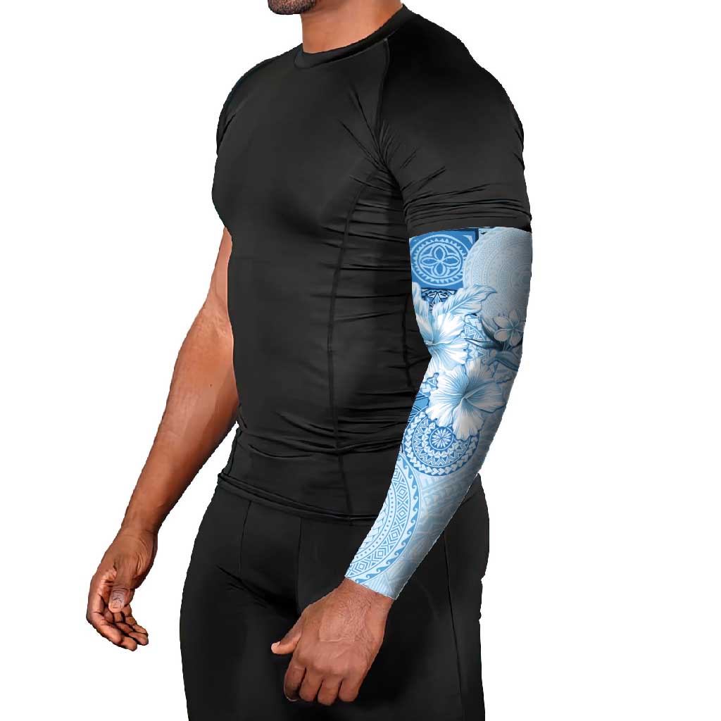 Hawaii Tapa Pattern With Blue Hibiscus Arm Sleeves LT05 - Polynesian Pride