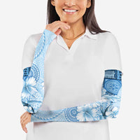 Hawaii Tapa Pattern With Blue Hibiscus Arm Sleeves LT05 - Polynesian Pride