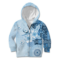Hawaii Tapa Pattern With Blue Hibiscus Kid Hoodie