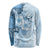 Hawaii Tapa Pattern With Blue Hibiscus Long Sleeve Shirt