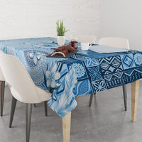 Hawaii Tapa Pattern With Blue Hibiscus Tablecloth