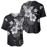 Hawaii Tapa Pattern With Black Hibiscus Baseball Jersey LT05 - Polynesian Pride