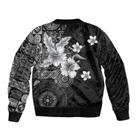 Hawaii Tapa Pattern With Black Hibiscus Bomber Jacket