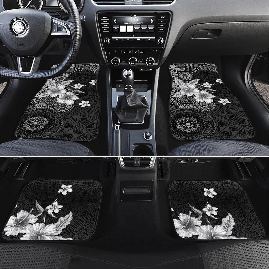 Hawaii Tapa Pattern With Black Hibiscus Car Mats