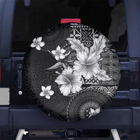 Hawaii Tapa Pattern With Black Hibiscus Spare Tire Cover