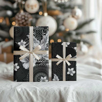 Hawaii Tapa Pattern With Black Hibiscus Wrapping Paper - Polynesian Pride