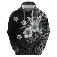 Hawaii Tapa Pattern With Black Hibiscus Zip Hoodie