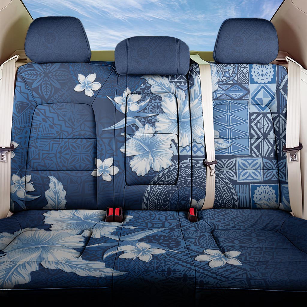 Hawaii Tapa Pattern With Navy Hibiscus Back Car Seat Cover