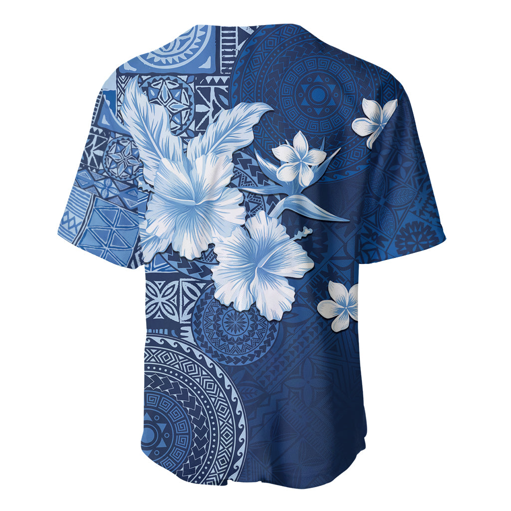 Hawaii Tapa Pattern With Navy Hibiscus Baseball Jersey LT05 - Polynesian Pride