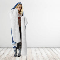 Hawaii Tapa Pattern With Navy Hibiscus Hooded Blanket