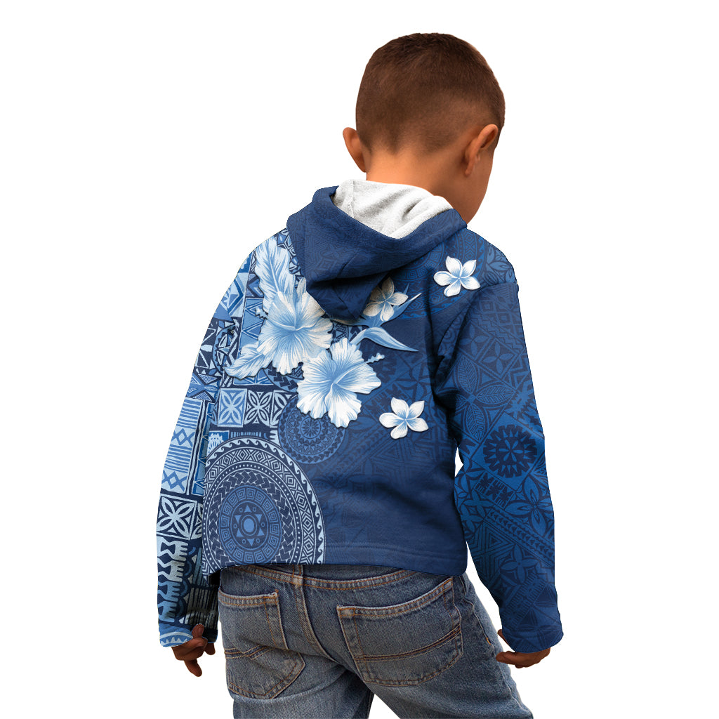 Hawaii Tapa Pattern With Navy Hibiscus Kid Hoodie