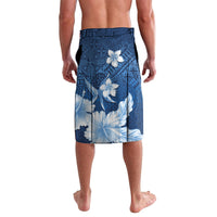 Hawaii Tapa Pattern With Navy Hibiscus Lavalava