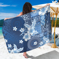 Hawaii Tapa Pattern With Navy Hibiscus Sarong