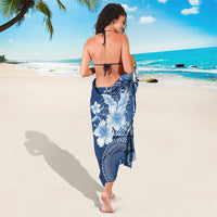 Hawaii Tapa Pattern With Navy Hibiscus Sarong
