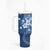 Hawaii Tapa Pattern With Navy Hibiscus Tumbler With Handle